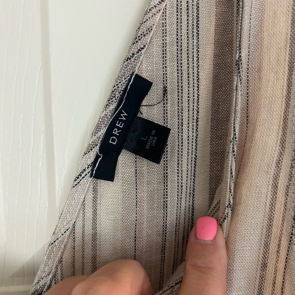 Anthropologie DREW Boho Lagen Look Linen Blend Striped Jumpsuit Size L - Picture 2 of 14